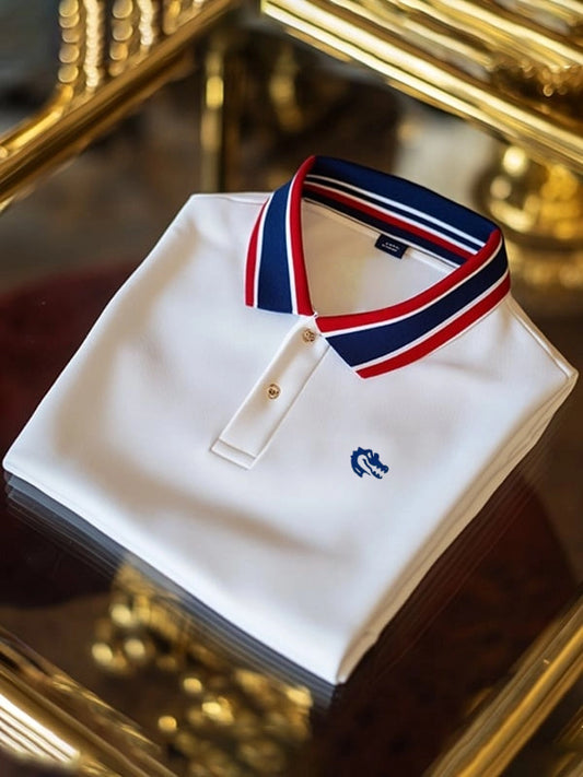Men's Classic Business Logo Button Short Sleeve Polo Shirt