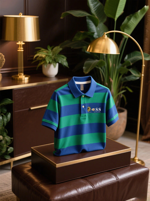 Men's Classic Business Check Button Short Sleeve Polo Shirt