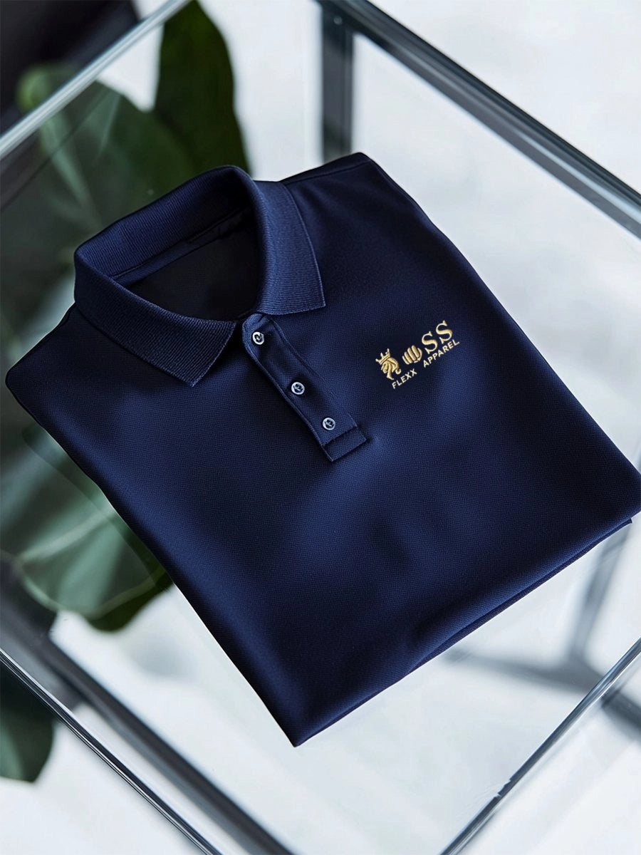 Men's Business Casual Button Short Sleeve Polo Shirt