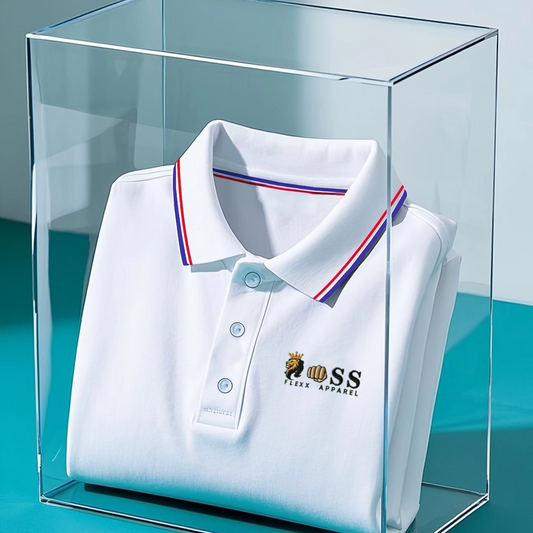 Men's Classic Business Check Button Short Sleeve Polo Shirt