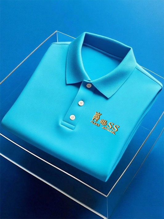 Men's Business Casual Button Short Sleeve Polo Shirt