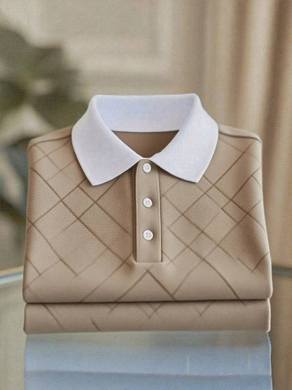 Men's Business Casual Button Short Sleeve Polo Shirt