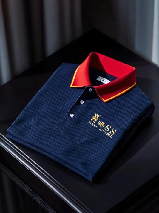 Men's Classic Business Check Button Short Sleeve Polo Shirt