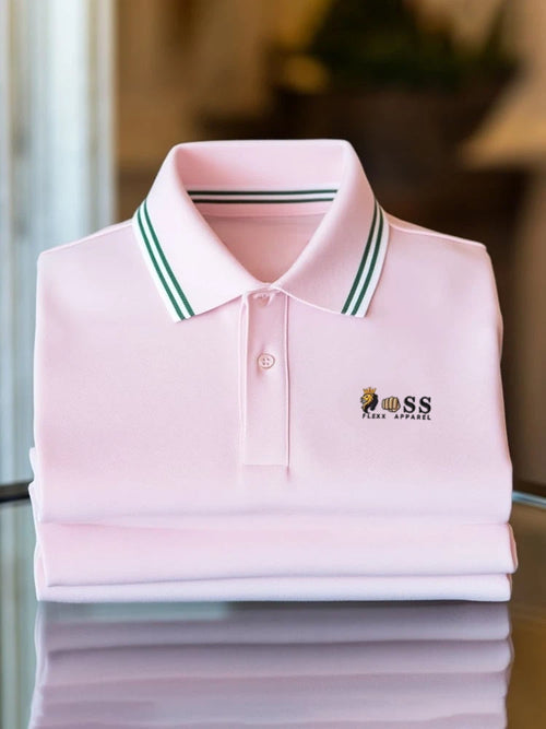 Men's Business Logo Button-Down Short Sleeve Polo Shirt