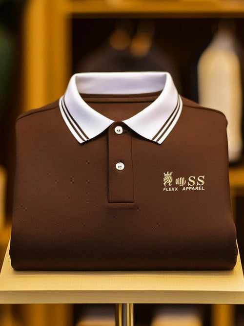Men's Classic Business Logo Button Short Sleeve Polo Shirt