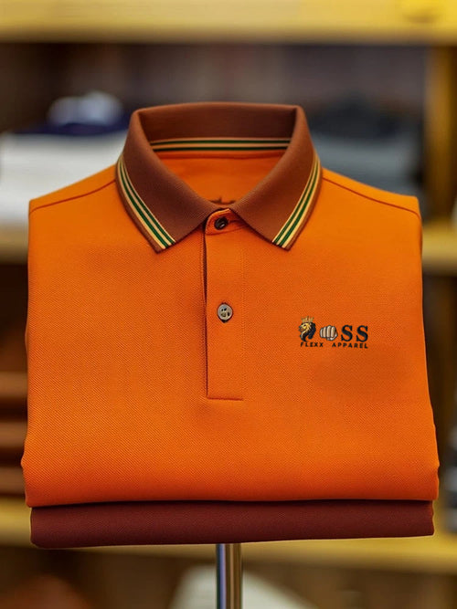 Men's Classic Business Logo Button Short Sleeve Polo Shirt