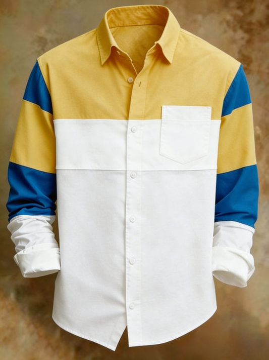 Men's Retro Abstract Art Print Pattern Business Style Shirt
