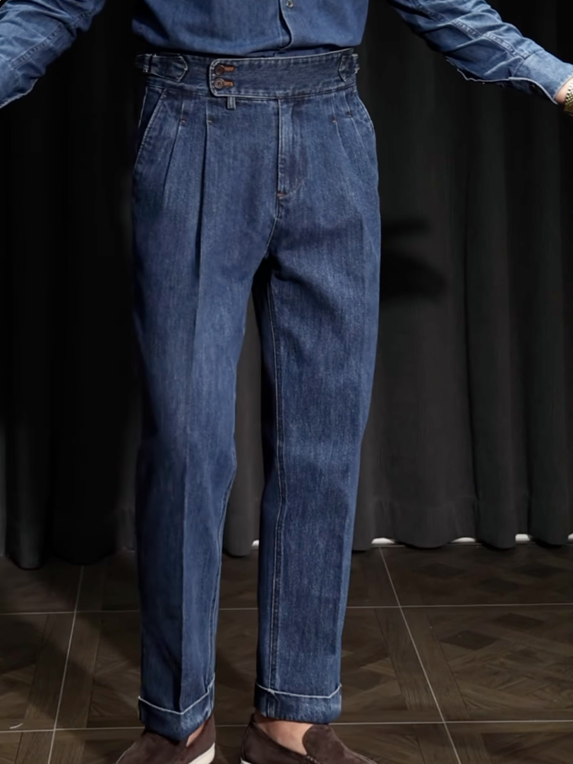 Men¡¯s Neapolitan Vintage High-Waisted Straight-Leg Jeans