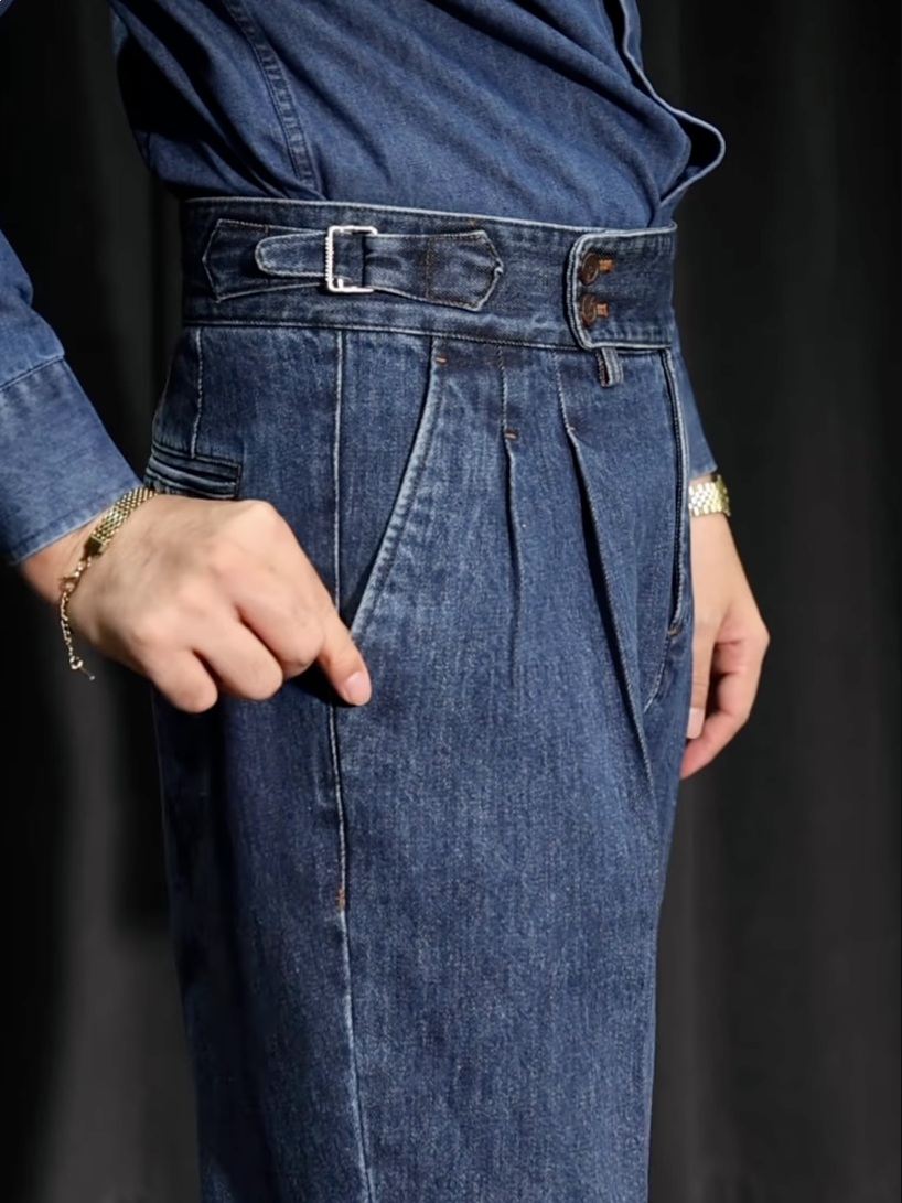 Men¡¯s Neapolitan Vintage High-Waisted Straight-Leg Jeans