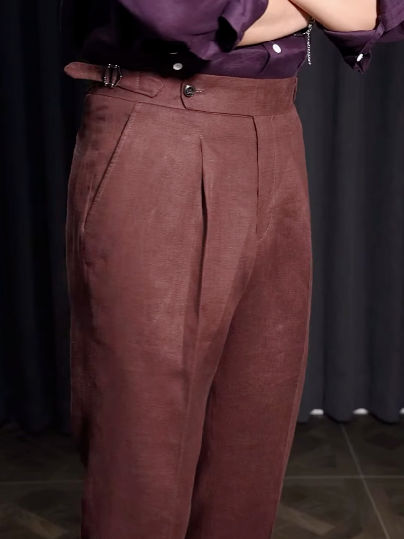 Men¡¯s Neapolitan Vintage High-Waisted Straight-Leg Trousers