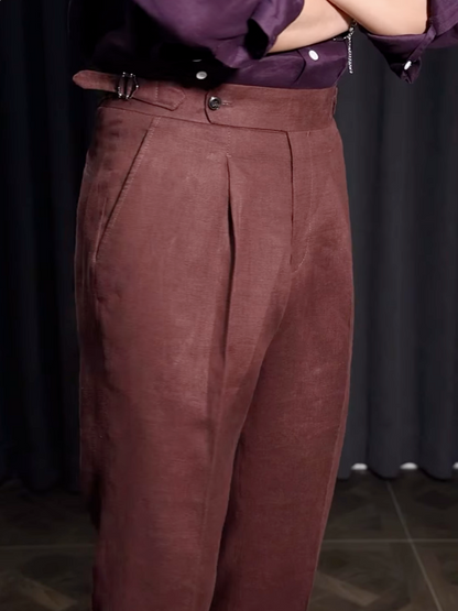 Men¡¯s Neapolitan Vintage High-Waisted Straight-Leg Trousers