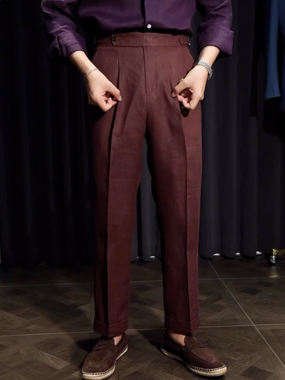 Men¡¯s Neapolitan Vintage High-Waisted Straight-Leg Trousers