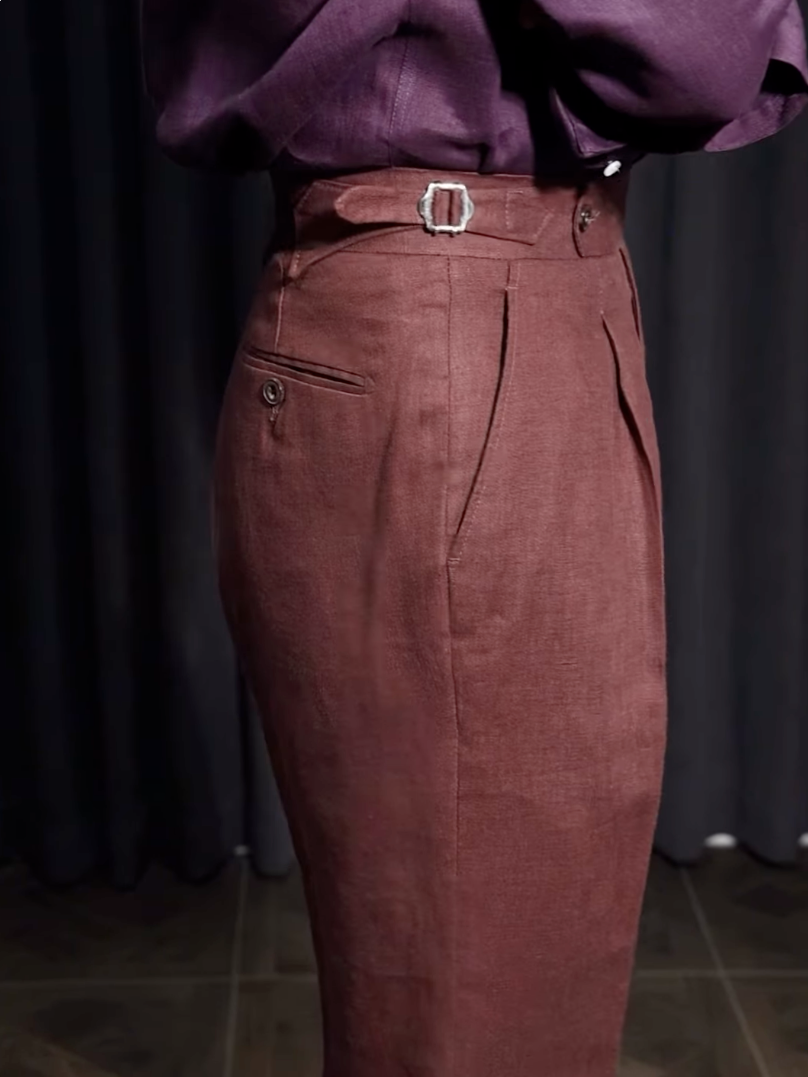 Men¡¯s Neapolitan Vintage High-Waisted Straight-Leg Trousers