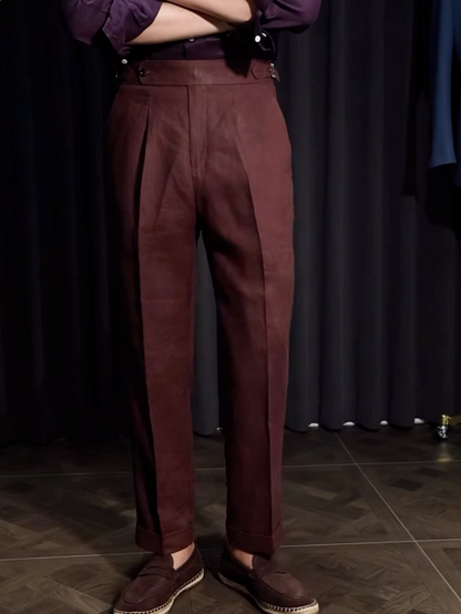 Men¡¯s Neapolitan Vintage High-Waisted Straight-Leg Trousers