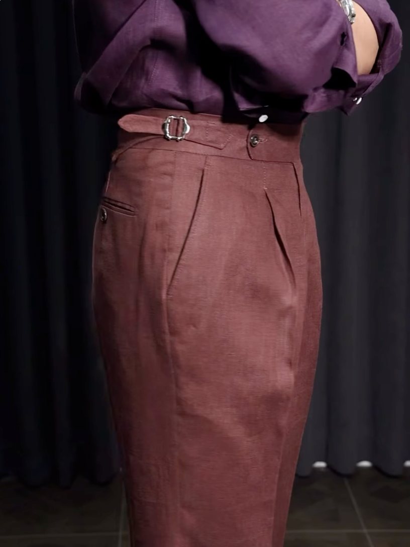 Men¡¯s Neapolitan Vintage High-Waisted Straight-Leg Trousers