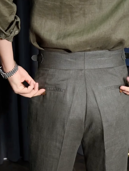 Men¡¯s Neapolitan Vintage High-Waisted Straight-Leg Trousers