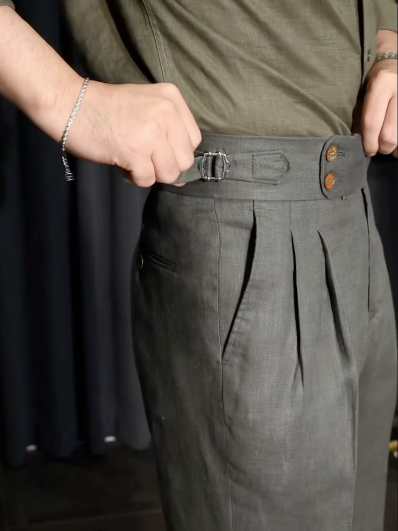 Men¡¯s Neapolitan Vintage High-Waisted Straight-Leg Trousers