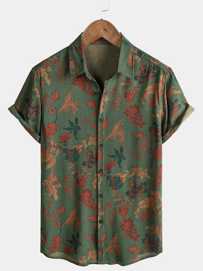 Men's Vintage Style Summer Casual Print Short Sleeve Shirt