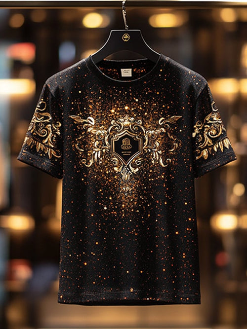 Men's Business Luxury Printed  Cotton Short Sleeve T-Shirt