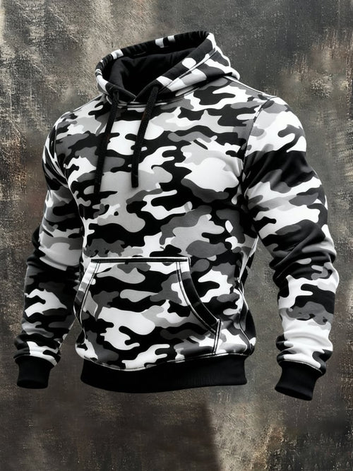 Men's Retro Distressed Color Block Print Casual Long Sleeve Sweatshirt