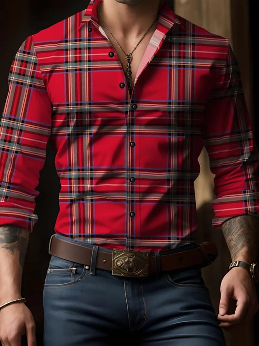 Men's Street Style Business Casual Printed Long Sleeve Shirt