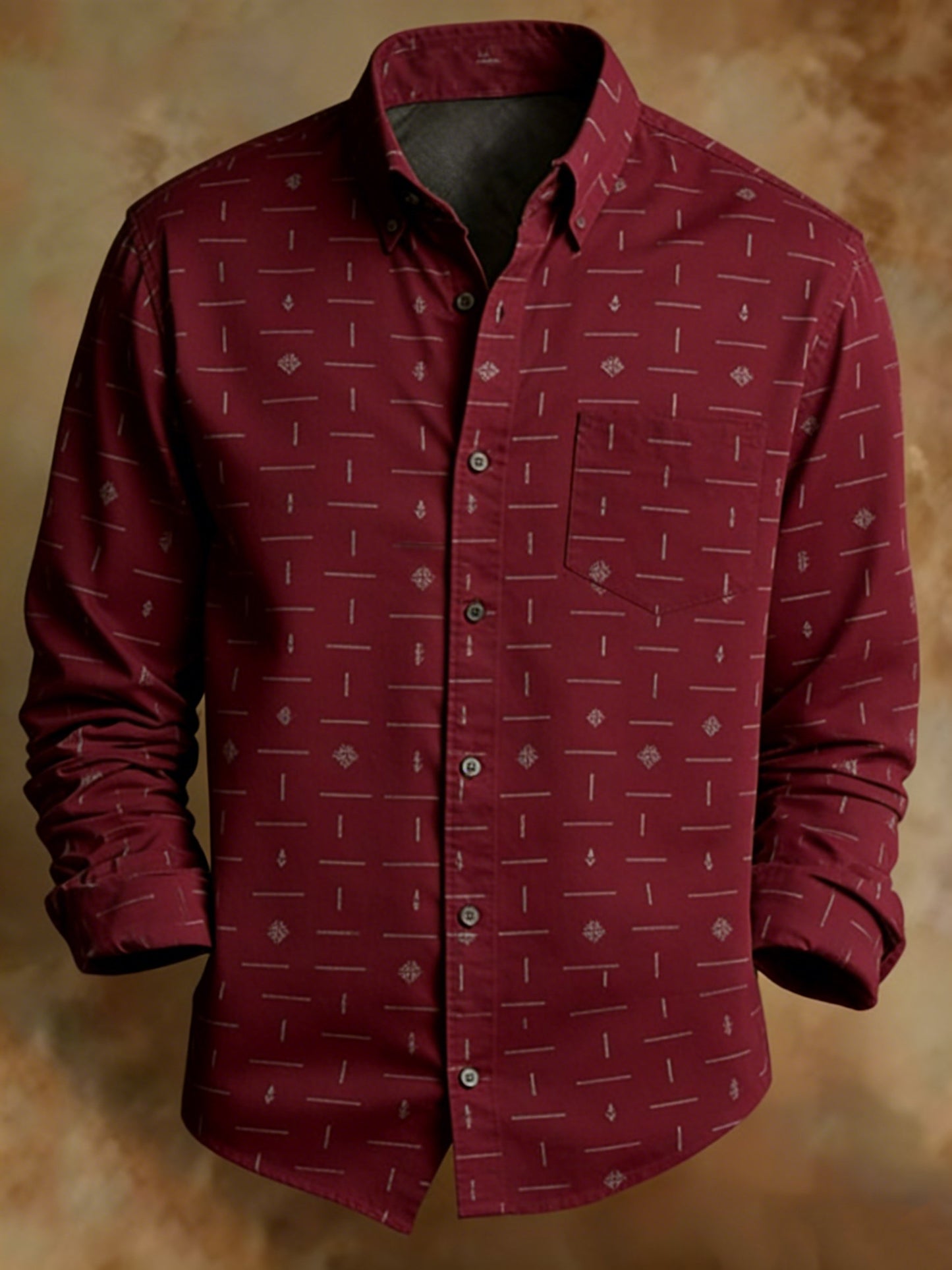 Men's Retro Geometric Classic Print Shirt