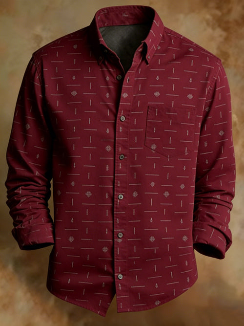 Men's Retro Geometric Classic Print Shirt
