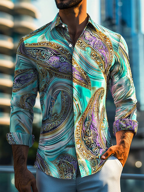 Men's Retro Casual Business Long Sleeve Shirt