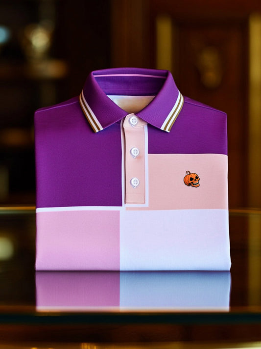 Men's Business Casual Artistic Button Short Sleeve Polo Shirt