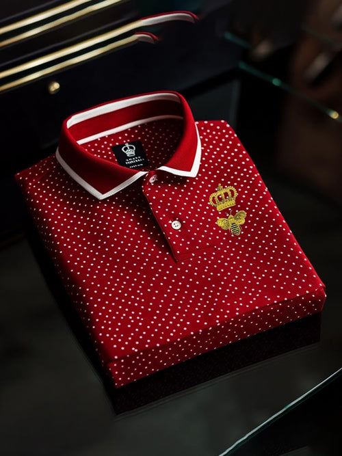 Men's Classic Business Logo Button Short Sleeve Polo Shirt