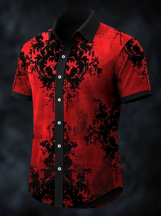 Men's Dark Skull Print Vintage Casual Shirt