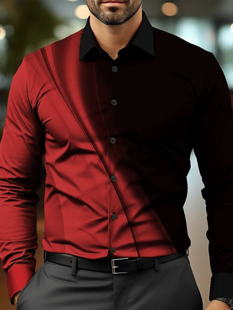 Men's Plaid Business Long Sleeve Shirt
