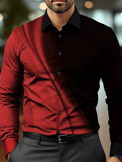 Men's Plaid Business Long Sleeve Shirt