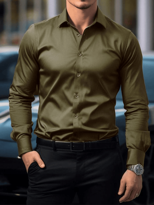 Men's Plaid Business Long Sleeve Shirt