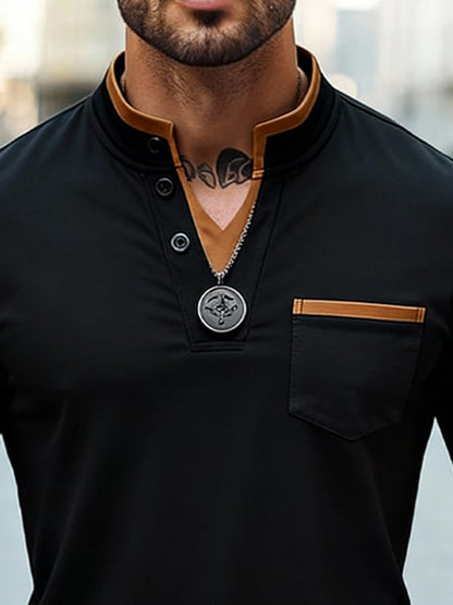 Men's Vintage-Style Basic Patchwork T-Shirt