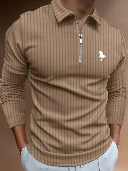 Men's Horse Print Casual Polo Shirt