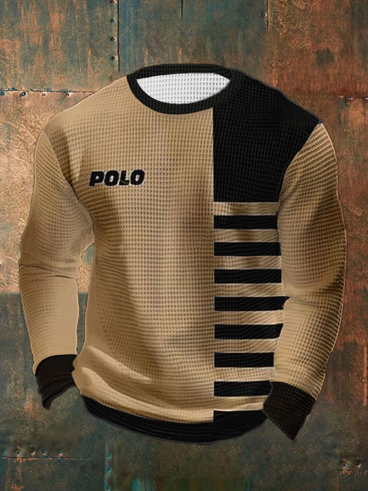 Men's Vintage Casual Waffle Long Sleeve Top
