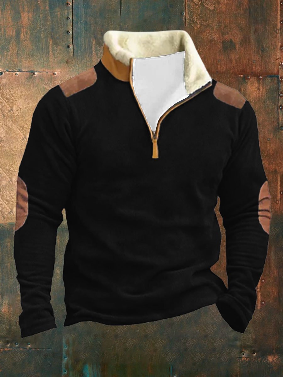 Men's Casual Lapel Long Sleeve Sweatshirt