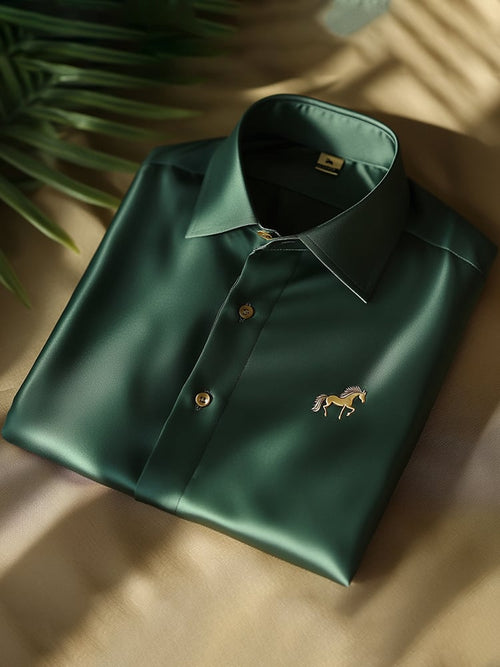 Men's Satin Luxe Long Sleeve Button Down Shirt
