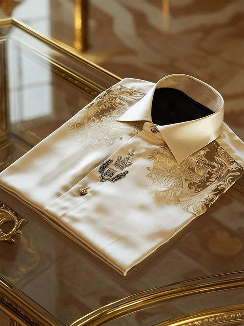 Men's Satin Luxe Long Sleeve Button Down Shirt
