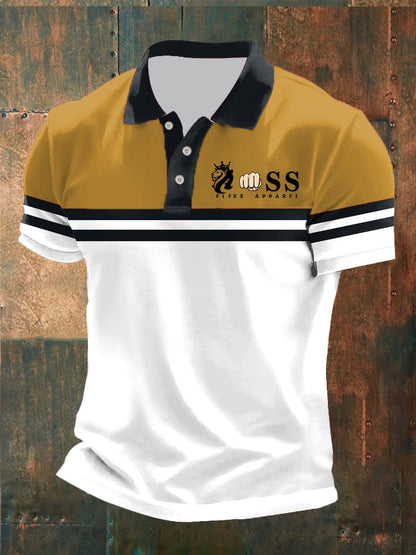 Men's Casual Retro Business Contrast Color Polo