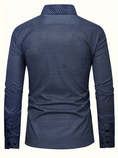 Men's Geometric Design Business Casual Shirt