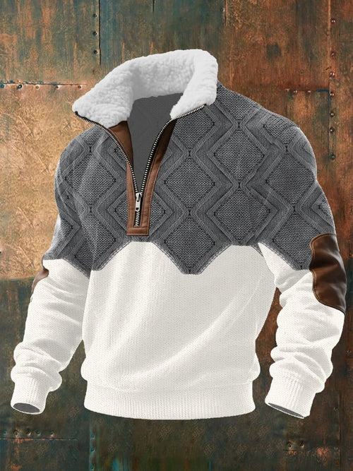 Men's Cable Textured Print Casual Sweatshirt