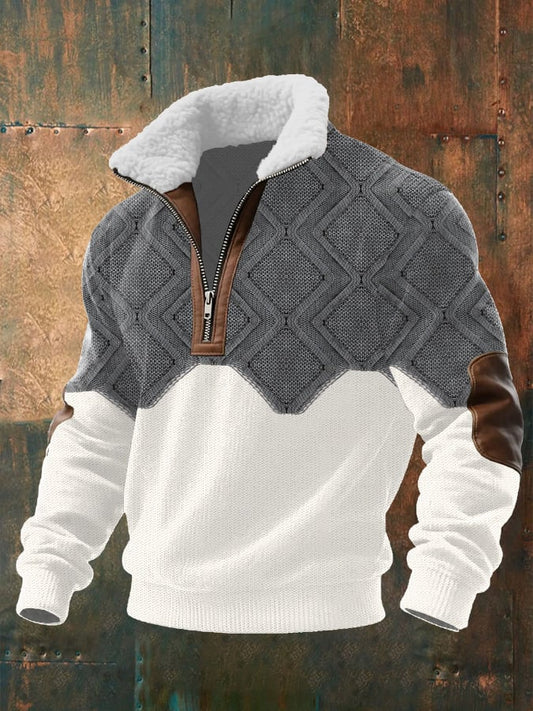 Men's Cable Textured Print Casual Sweatshirt