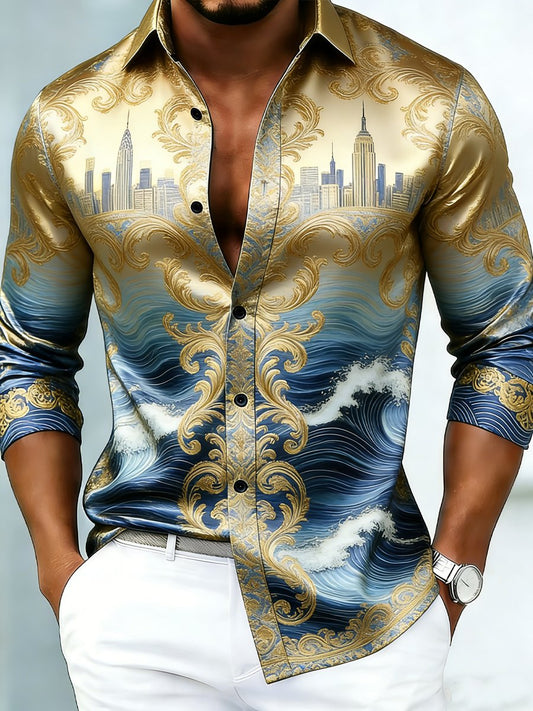 Men's Luxury Printed Long-Sleeve Shirt