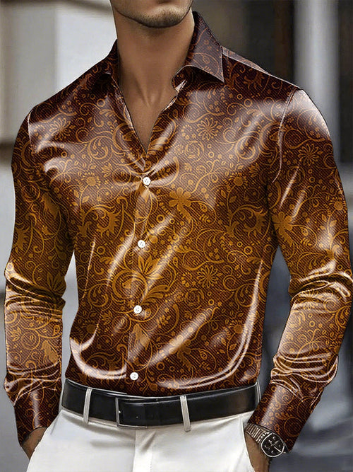 Men's Satin Luxe Long Sleeve Button Down Shirt