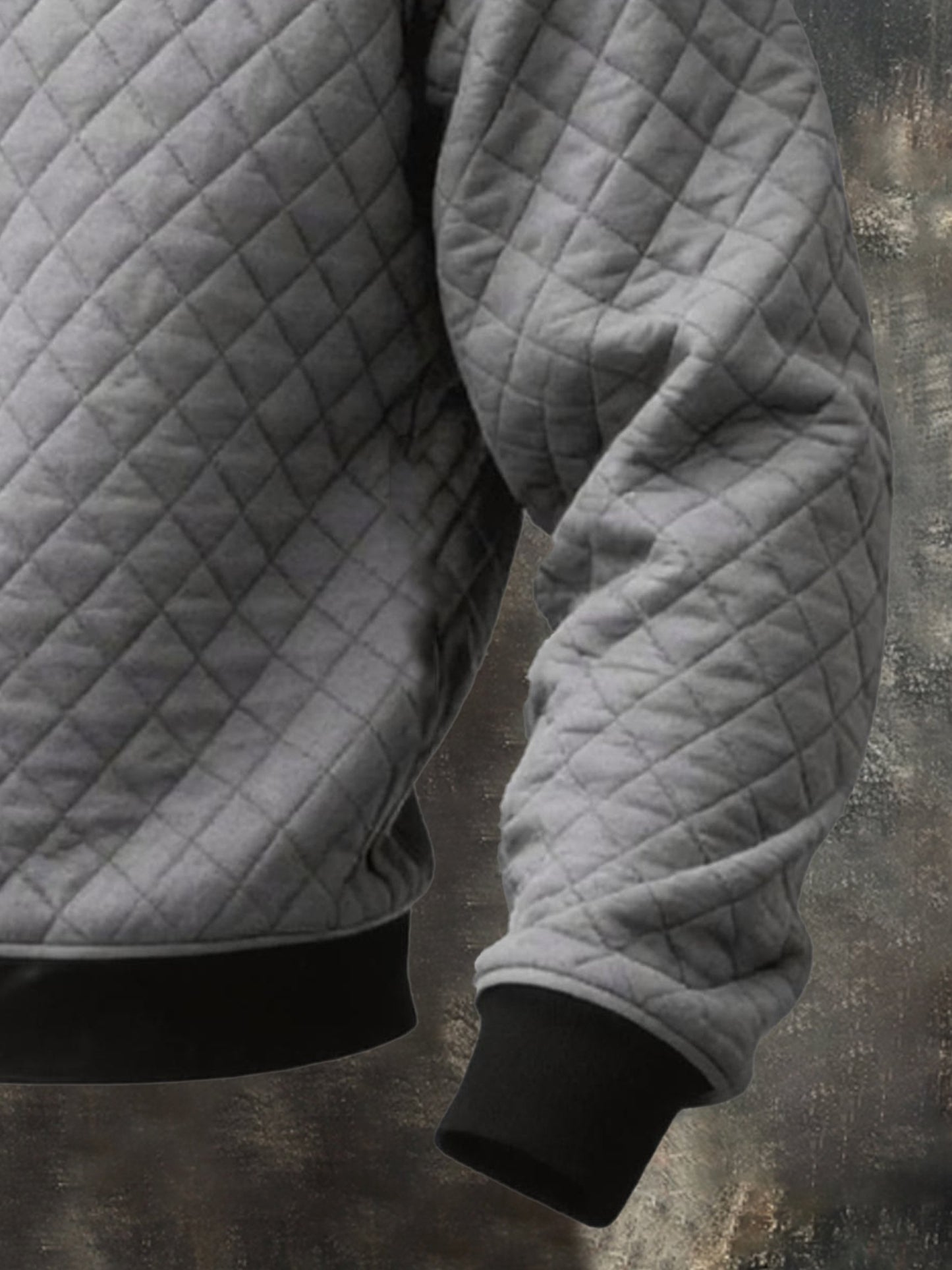 Men's Vintage-Style Textured Leather Paneling Comfortable Zip-Up Sweatshirt