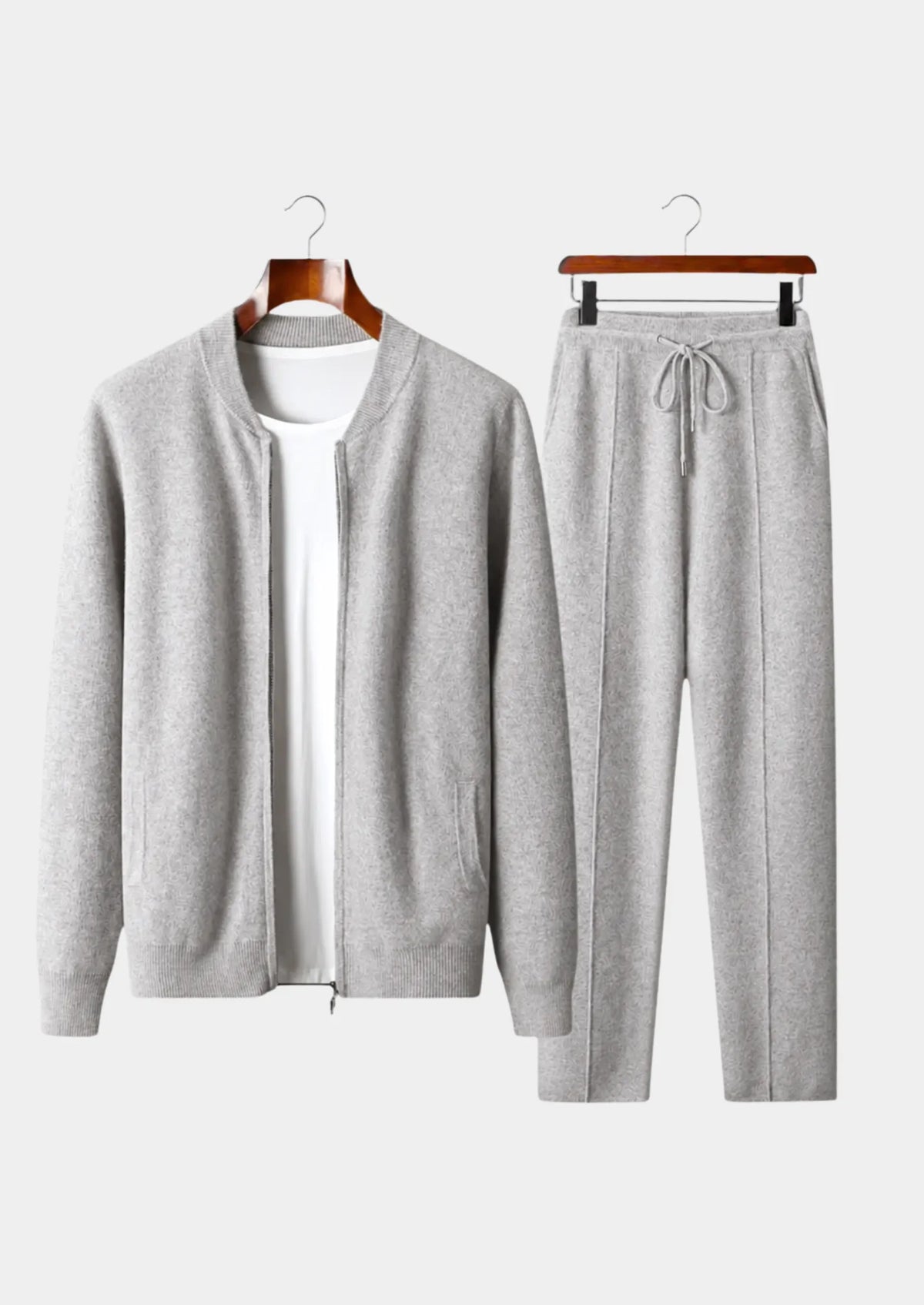 Pure Extra-Fine Merino Wool Light Gray Falconi Set