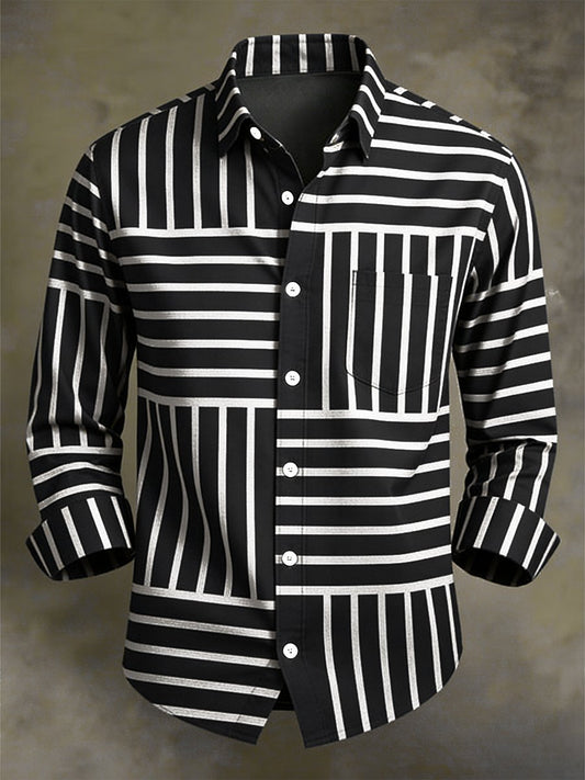 Men's Retro Business Bag House Geometric Long-Sleeve Shirt
