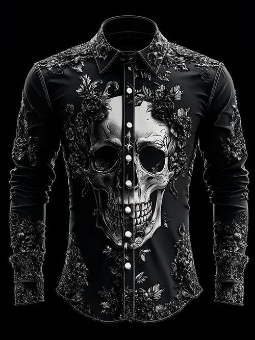 Men's Vintage Art Skull Shirt